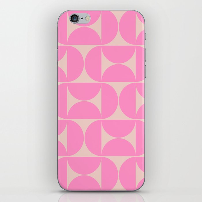 Mid Century Modern Print Peach And Pink Retro 70s Pattern Preppy Modern Decor Geometric Abstract iPhone Skin