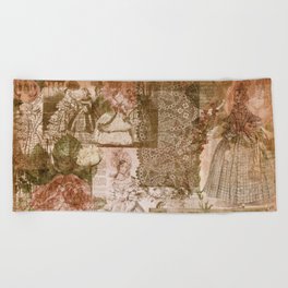 Vintage & Shabby Chic - Victorian ladies pattern Beach Towel