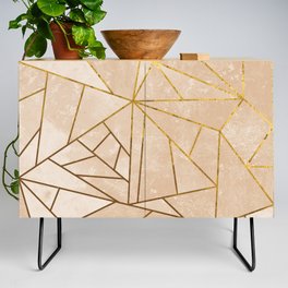 Rustic Stone With Modern Gold Accent Lines Credenza