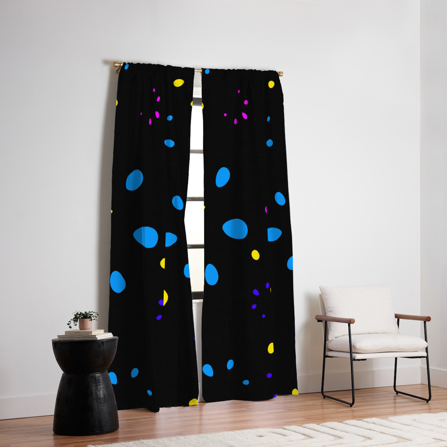 Abstract Childrens Bright Vector With Imitation Holiday Petals On A Black Background Blackout Curtain By Grachyhamr Society6