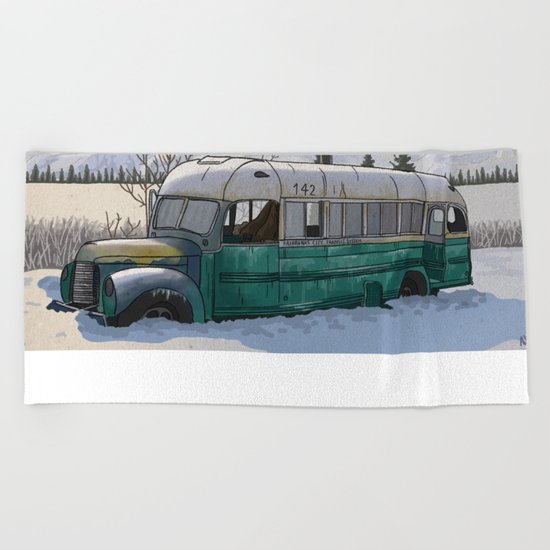 Into the Wild Fairbanks Bus Beach Towel