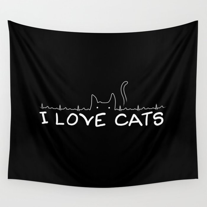I Love Cats Wall Tapestry