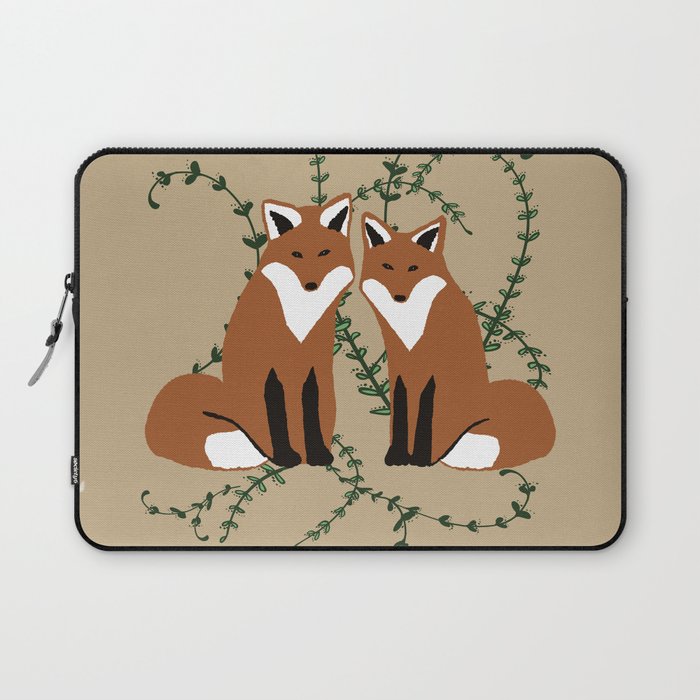 Red Foxes foliage leaves mid tones with redbrown Foxes Laptop Sleeve