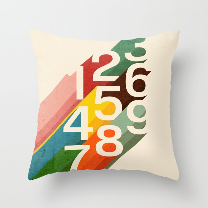 Retro Numbers Throw Pillow