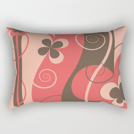 Modern Retro Butterfly Floral Graphic Art Rectangular Pillow