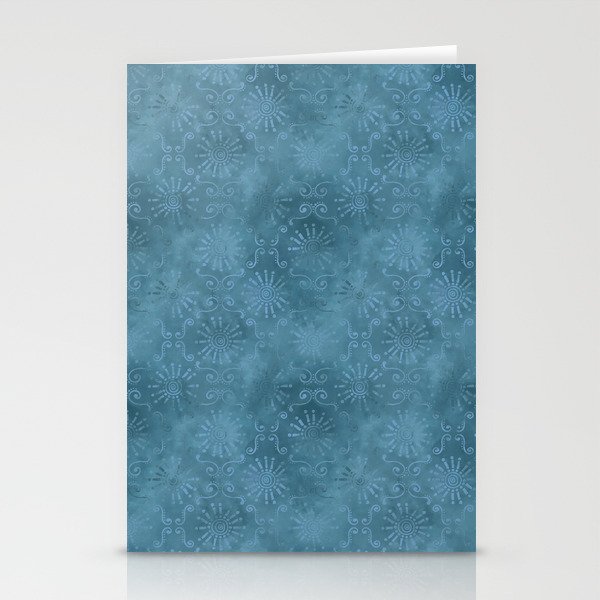 Blue Ornamental Batik Pattern Stationery Cards