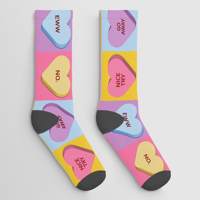 Mean Valentine's Candy Hearts 2 Socks
