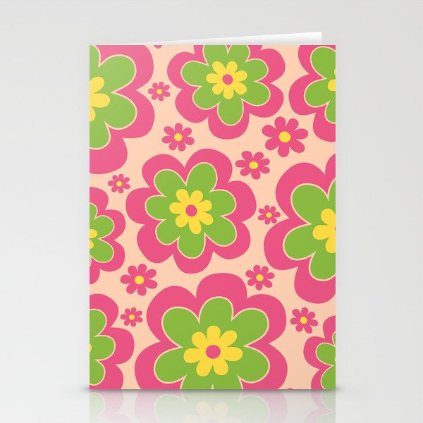 Colorful Retro Flower Pattern 596 Stationery Cards