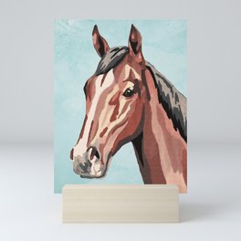 Horse on Blue Mini Art Print