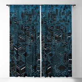 Night light city / Lineart city in blue Blackout Curtain