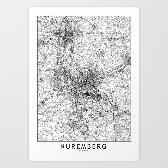 Nuremberg White Map Art Print