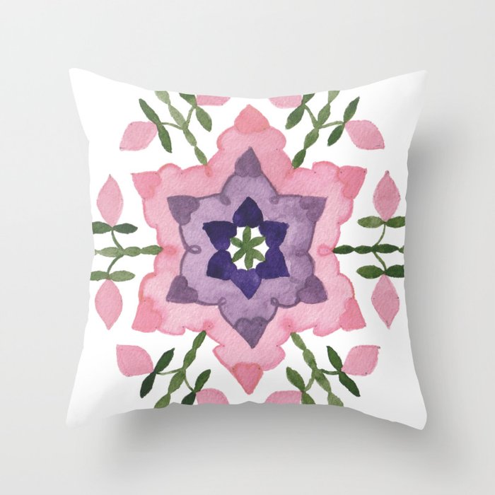 Star flower and buds Throw Pillow