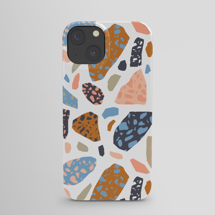 Terrazzo flooring pattern with colorful marble rocks iPhone Case