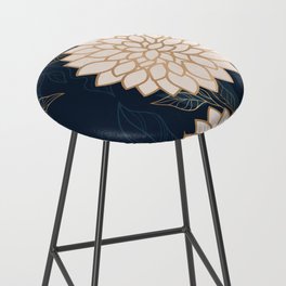 Floral Aesthetic in Navy, Ivory and Gold Bar Stool