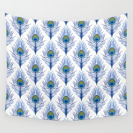 Peacock Feathers 1. Navy Wall Tapestry