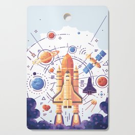 Space Rocket with Planets Cutting Board