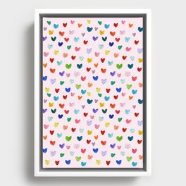 Confetti Hearts on Pink Framed Canvas