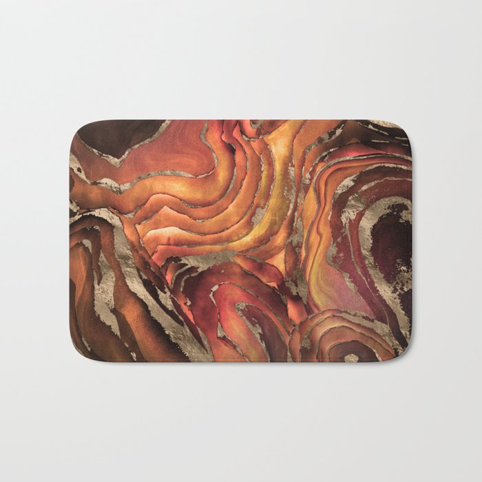 The Fire Cave- Watercolor and gold  Bath Mat