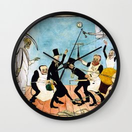 Death Comes (The Bad Doctors) portrait painting by James Ensor Wall Clock