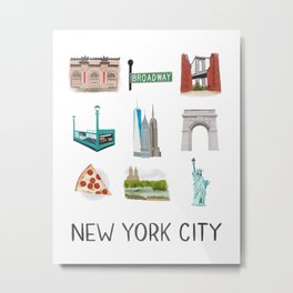 New York City Metal Print | Bigapple, Subway, Broadwaymusical, Manhattan, Centralpark, Brooklyn, Taxi, Newyork, Skyline, Downtown 
