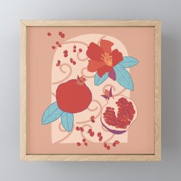 Pomegranate pink and ochre oriental window Framed Mini Art Print