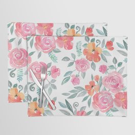 Amelia Floral in Pink and Peach Watercolor Placemat