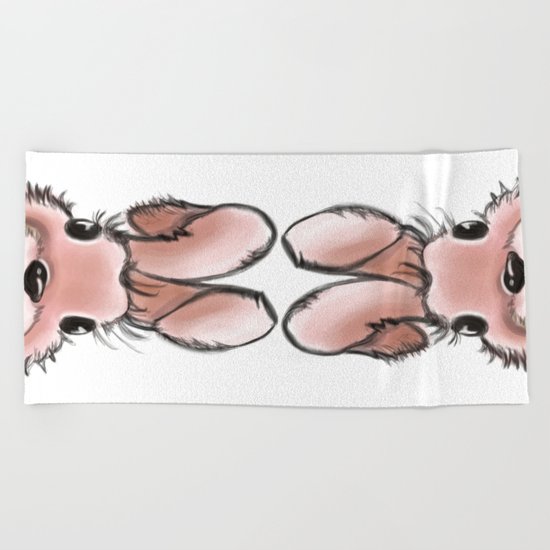 Pink rabbit Beach Towel