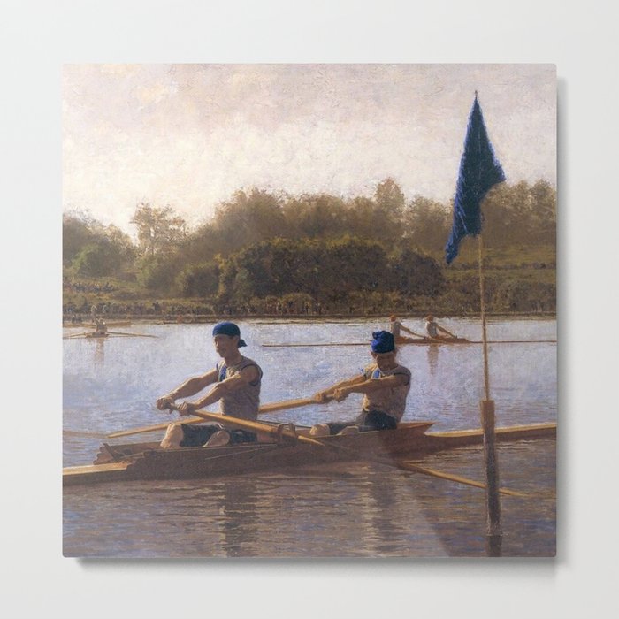 Boston's Head of the Charles River Regatta crew rowing racing boats landscape masterpiece by Thomas Eakins Boston's Head of the Charles Regatta Metal Print