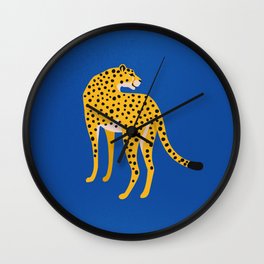 The Stare 2: Golden Cheetah Edition Wall Clock | Cat, Jungle, Watercolor, Pop, Mid Century, Cheetah, Wild, Fierce, Illustration, Leopard 