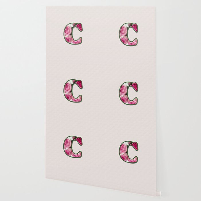 Letter C Rose Monogram Wallpaper by
