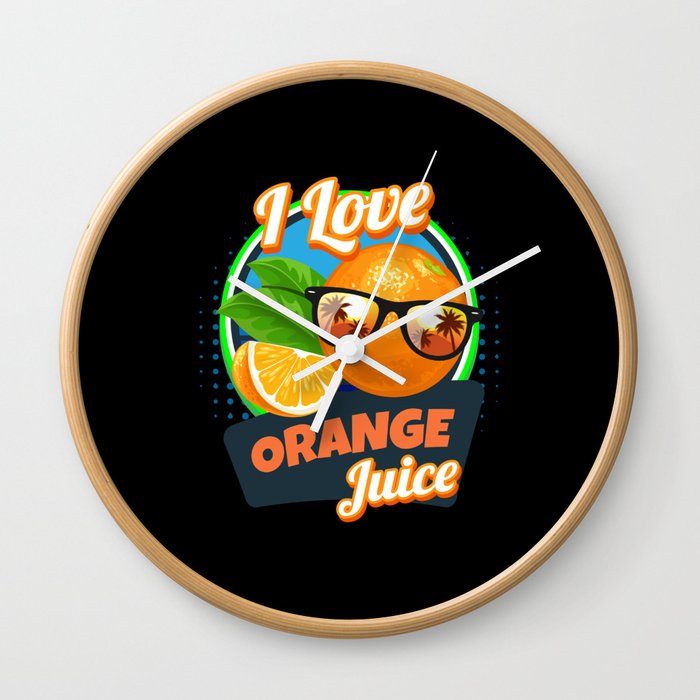 I Love Orange Juice Juice Fruit Wall Clock