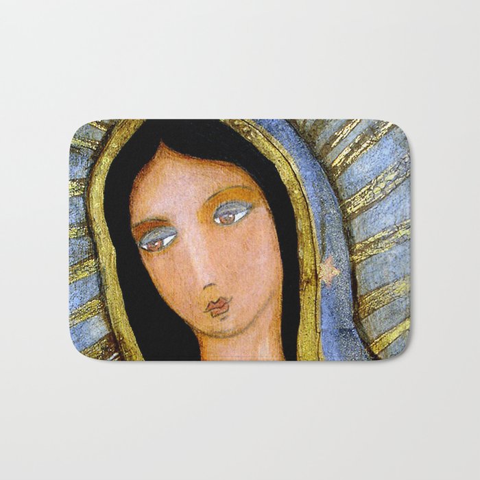 Our Lady of Guadalupe by Flor LArios Bath Mat