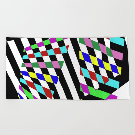 Lost Dimension - Abstract 3D style, multicoloured, geometric artwork Beach Towel