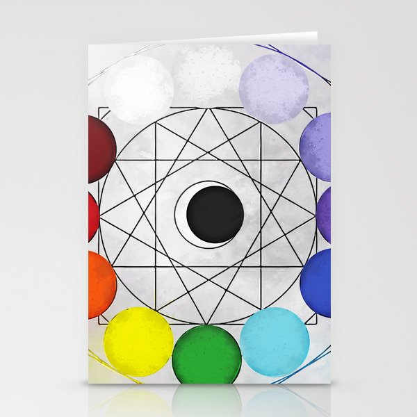 Chakra colors and moon - color wheel 1 Stationery Cards