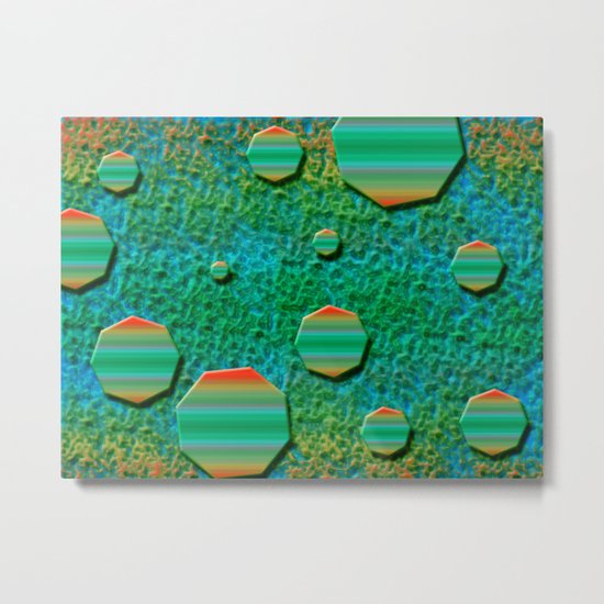 Celestial Octagon Orbs of Planet Uranus Metal Print