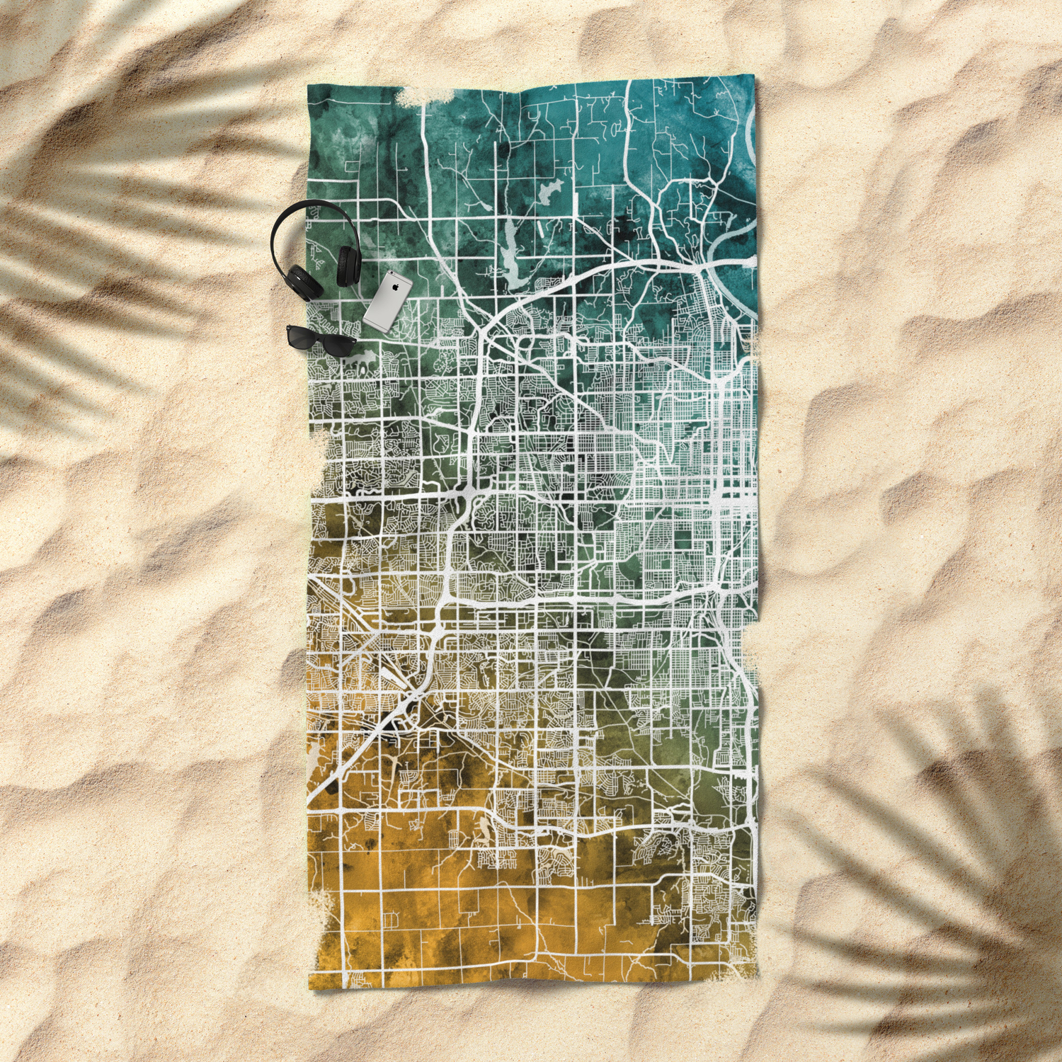 Omaha Nebraska City Map Beach Towel