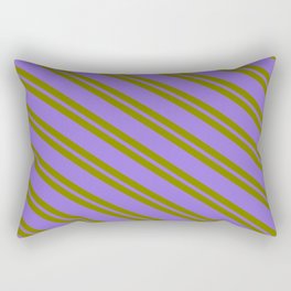 [ Thumbnail: Green & Purple Colored Striped Pattern Rectangular Pillow ]