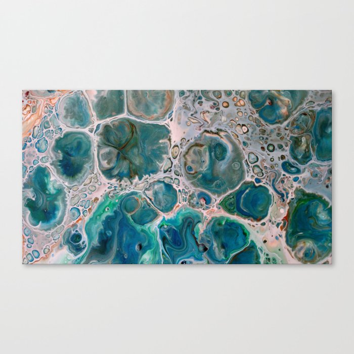 Blue Unique Fluid Pour Acrylic Painting Canvas Print By Colorflowcreations Society6
