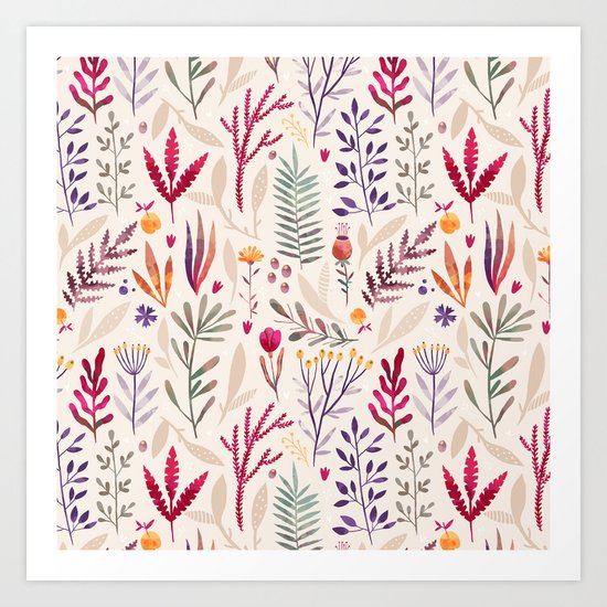 Light Botanical Pattern Art Print