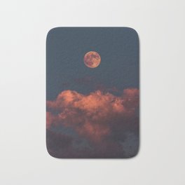 Orange Moon Landscape Photography Bath Mat | Clouds, Nature Photography, Whimsical, Curated, Halloween, Nursery, Night, Long Exposure, Magical, Modern 