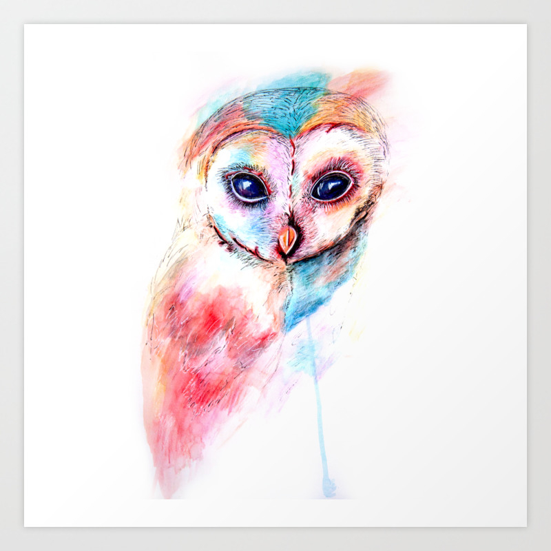 Watercolour Barn Owl Art Print By Spryartanddesign Society6
