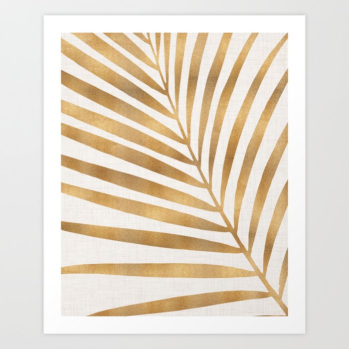 Metallic Gold Palm Leaf Art Print