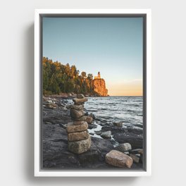 Sunset at Split Rock Lighthouse | Travel Photography | Minnesota Framed Canvas