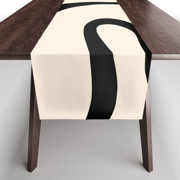 Copacetic Retro Abstract in Black and Almond Cream Table Runner