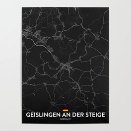 Geislingen an der Steige, Germany - Dark City Map Poster