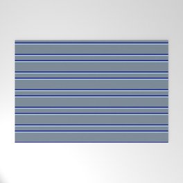 [ Thumbnail: Light Slate Gray, Dark Blue, and Light Blue Colored Stripes/Lines Pattern Welcome Mat ]