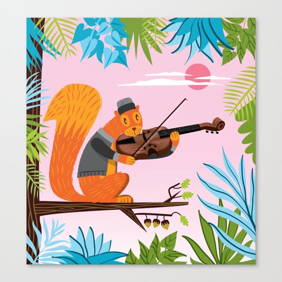 Red Squirrel Serenade Canvas Print