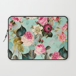 Vintage & Shabby Chic - Summer Teal Roses Flower Garden Laptop Sleeve