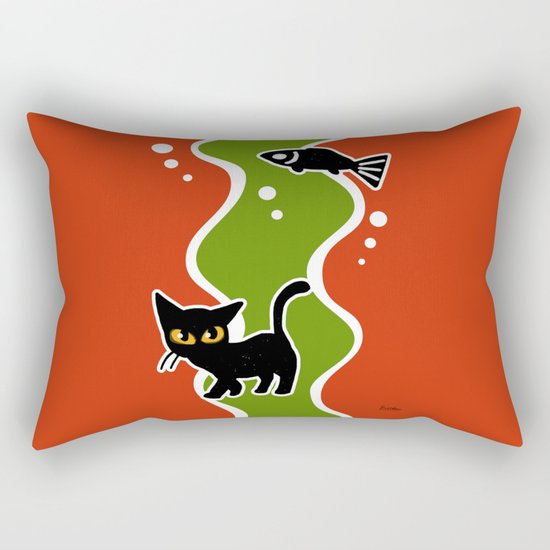 Fish and cat Rectangular Pillow