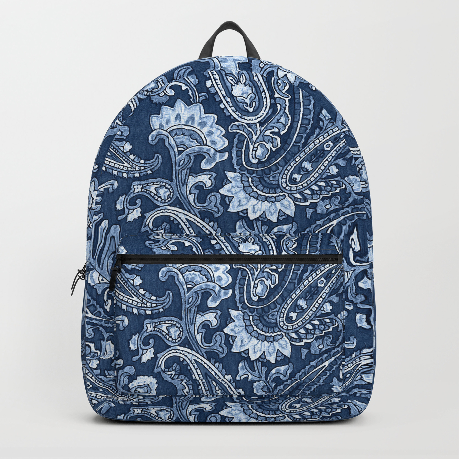 A-Z Customizable School BackpackBlue Half Damask Design 